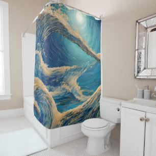 The Magnificence of a Blue Ocean Wave Shower Curtain
