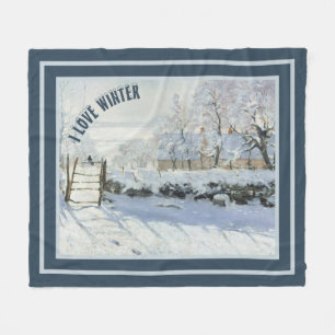 The Magpie by Claude Monet Fleece Blanket