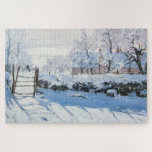 The Magpie French Impressionist Claude Monet Paint Jigsaw Puzzle<br><div class="desc">Fine Art Oil-on-canvas landscape painting by the French Impressionist Claude Monet,  created during the winter of 1868–1869.</div>