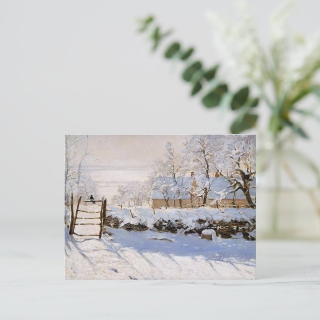  The Magpie, Monet Famous Painting Holiday Postcard (Standing Front)