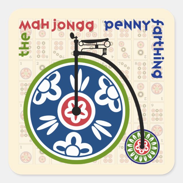 The Mah Jongg Pennyfarthing Square Sticker (Front)