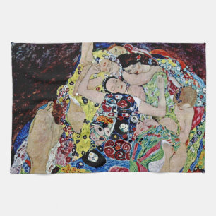The maiden by Gustav Klimt,art nouveau,art deco,vi Tea Towel