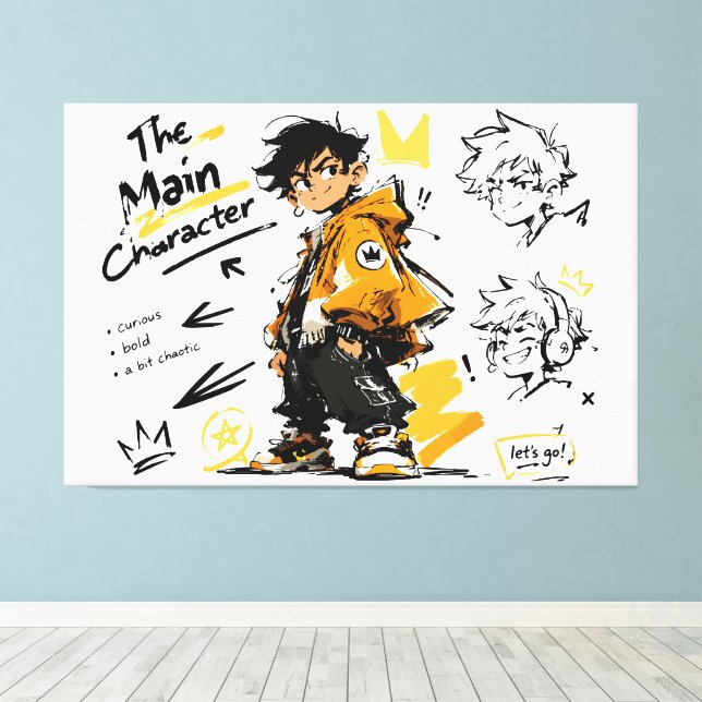 The Main Character Anime Style Cool Art Canvas Print (Insitu(Wood Floor))