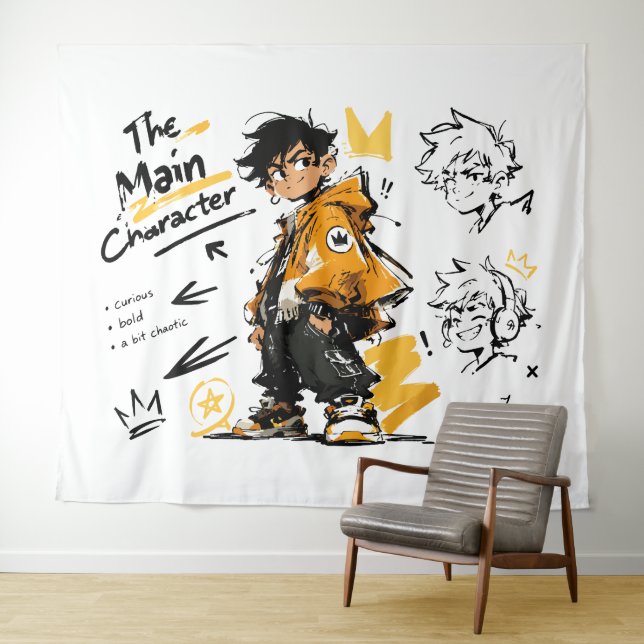 The Main Character Anime Style Cool Art Tapestry (In Situ (Horizontal))