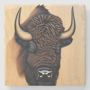 The Majestic Bison - A Symbol Of Power And Freedom Stone Coaster