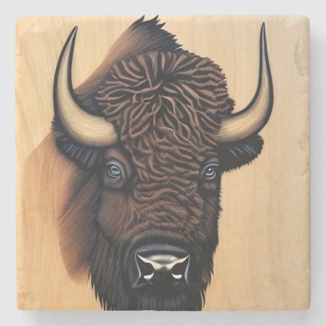 The Majestic Bison - A Symbol Of Power And Freedom Stone Coaster (Front)