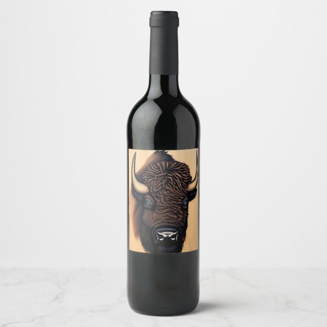 The Majestic Bison - A Symbol Of Power And Freedom Wine Label (Front)
