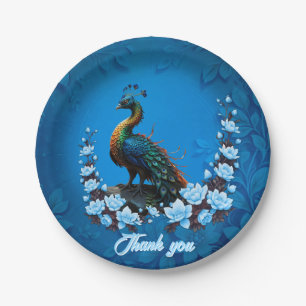 The majestic peacock: A play of colours in nature. Paper Plate