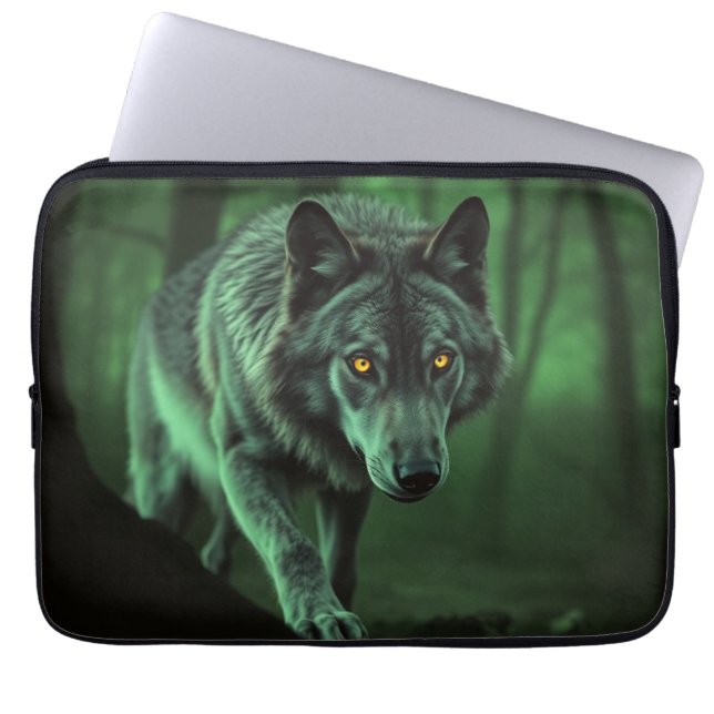 "The Majesty of the Wild: The Alpha in the Forest" Laptop Sleeve (Front)