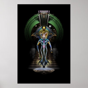 The Majesty Of Trilia Fractal Fantasy Portrait BLK Poster