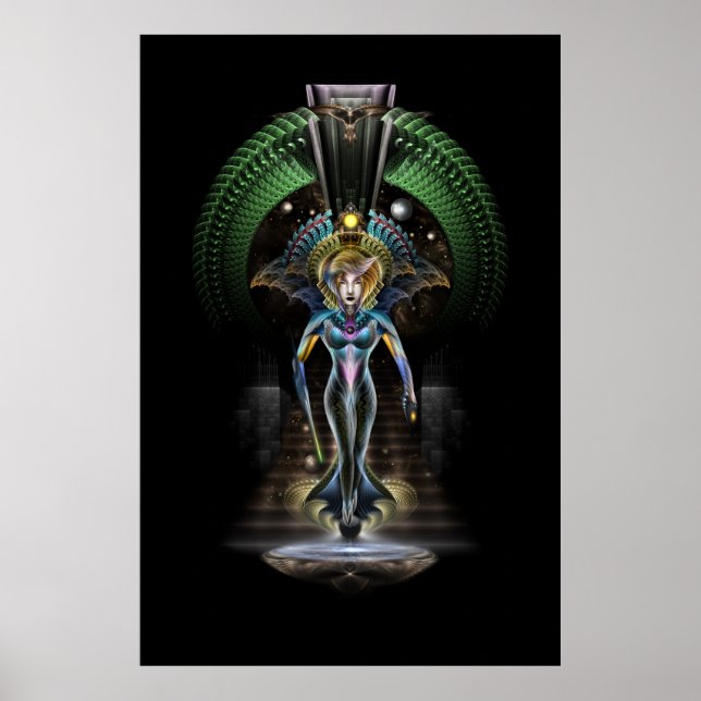 The Majesty Of Trilia Fractal Fantasy Portrait BLK Poster (Front)