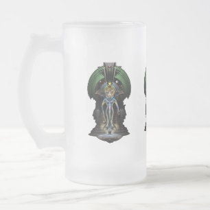 The Majesty Of Trilia Fractal Fantasy Portrait Frosted Glass Beer Mug