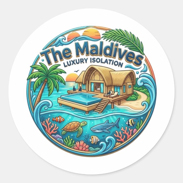 THE MALDIVES CLASSIC ROUND STICKER (Front)