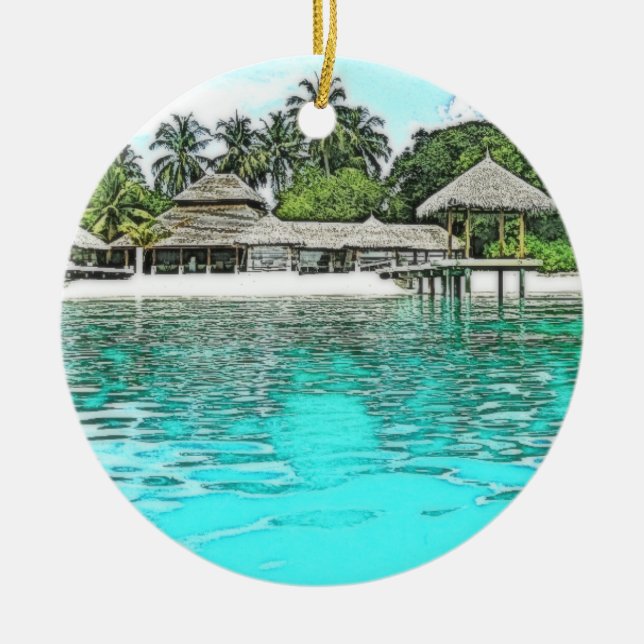 The Maldives Southeast Asia Holiday Christmas Ceramic Tree Decoration (Front)