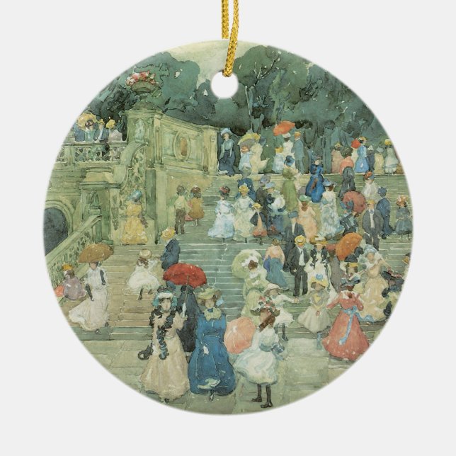 The Mall, Central Park by Maurice Prendergast Ceramic Tree Decoration (Front)