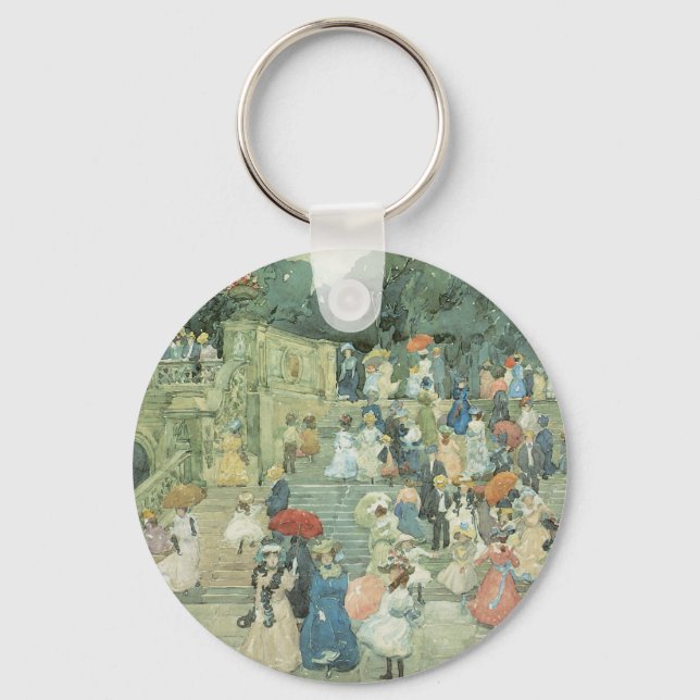 The Mall, Central Park by Maurice Prendergast Key Ring (Front)
