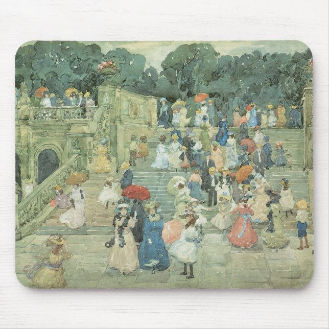 The Mall, Central Park by Maurice Prendergast Mouse Mat (Front)