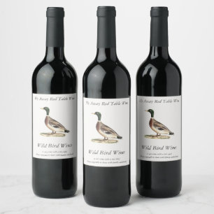 The Mallard or Wild Duck (Anas platyrhynchos) Wine Label