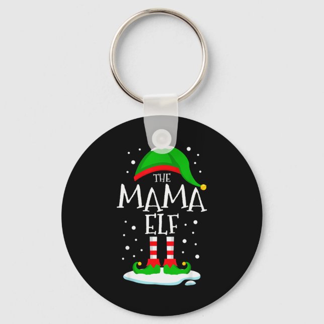 The Mama Elf Christmas Family Matching Xmas Mom Gr Key Ring (Front)