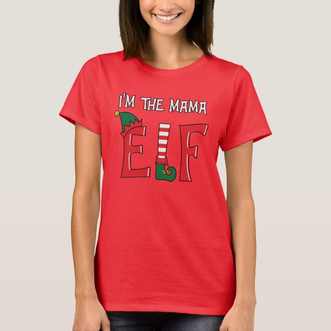 The Mama Elf Family Matching Christmas Pyjamas T-Shirt (Front)