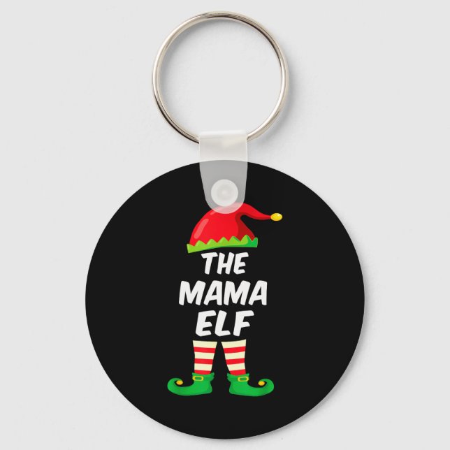 The Mama Elf Family Matching Funny Christmas Costu Key Ring (Front)