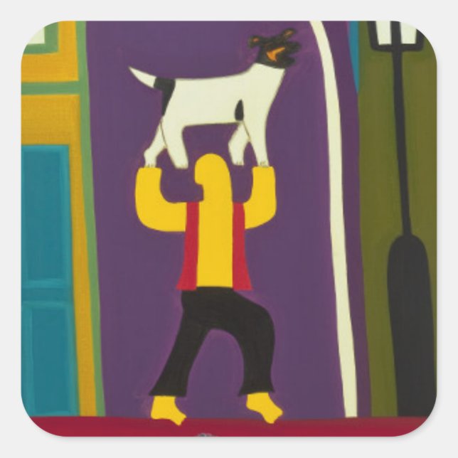 The Man and his dog every day in Portobello Road Square Sticker (Front)