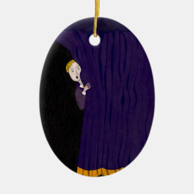 The Man Behind The Curtain Ceramic Tree Decoration (Front)