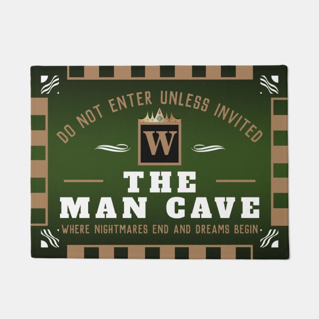 The MAN CAVE - Monogram (GREEN) Doormat (Front)