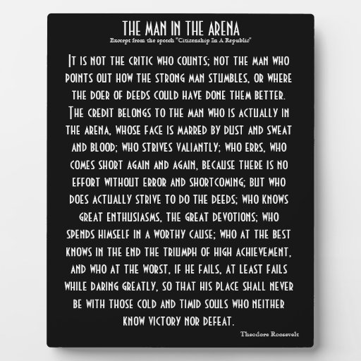 Image of 'The Man In The Arena' Plaque