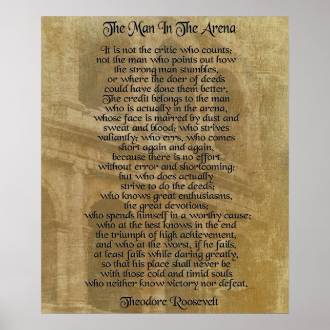 "The man in the arena" Theodore Roosevelt Poster (Front)