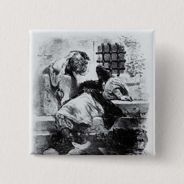 The Man in the Iron Mask in his Prison 15 Cm Square Badge (Front)