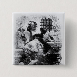 The Man in the Iron Mask in his Prison 15 Cm Square Badge