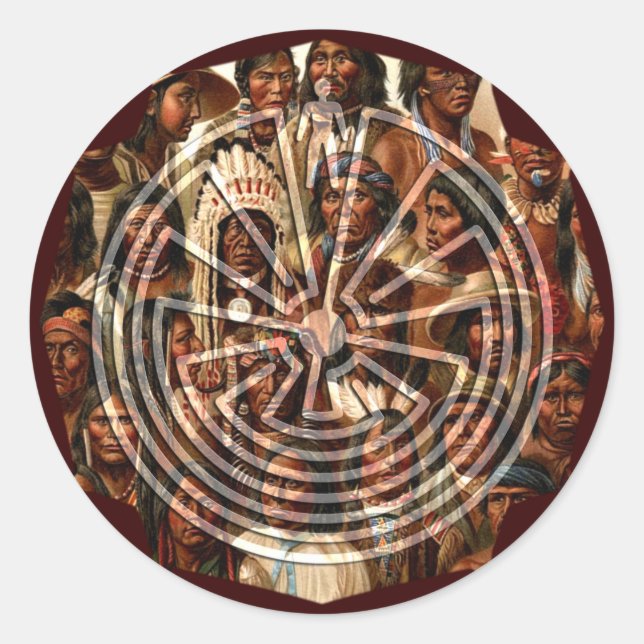 The Man in the Maze - folk style Classic Round Sticker (Front)