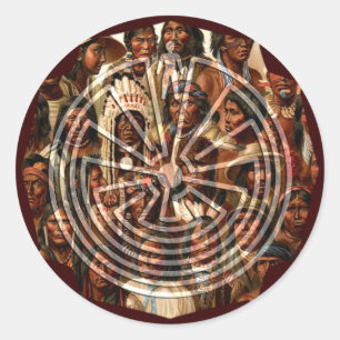 The Man in the Maze - folk style Classic Round Sticker