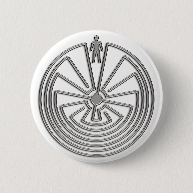 The Man in the Maze - silver 6 Cm Round Badge (Front)