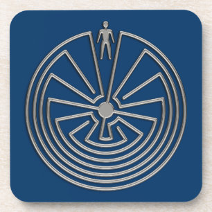 The Man in the Maze - silver / dark blue Coaster
