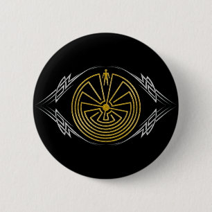 The Man in the Maze - Tribal gold silver 6 Cm Round Badge