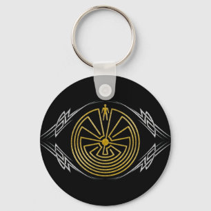 The Man in the Maze - Tribal gold silver Key Ring