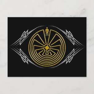 The Man in the Maze - Tribal gold silver Postcard