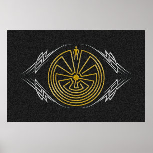 The Man in the Maze - Tribal gold silver Poster