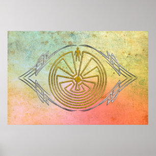 The Man in the Maze - Tribal gold silver Poster