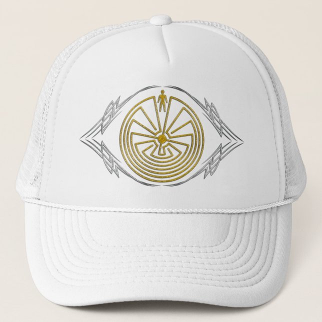 The Man in the Maze - Tribal gold silver Trucker Hat (Front)