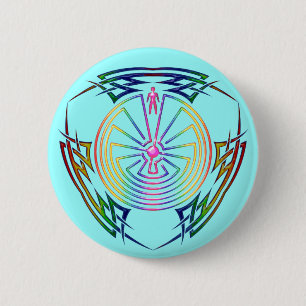 The Man in the Maze - Tribal Tattoo coloured 6 Cm Round Badge