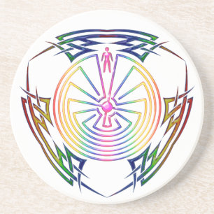 The Man in the Maze - Tribal Tattoo coloured Coaster