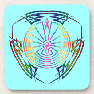 The Man in the Maze - Tribal Tattoo coloured Coaster