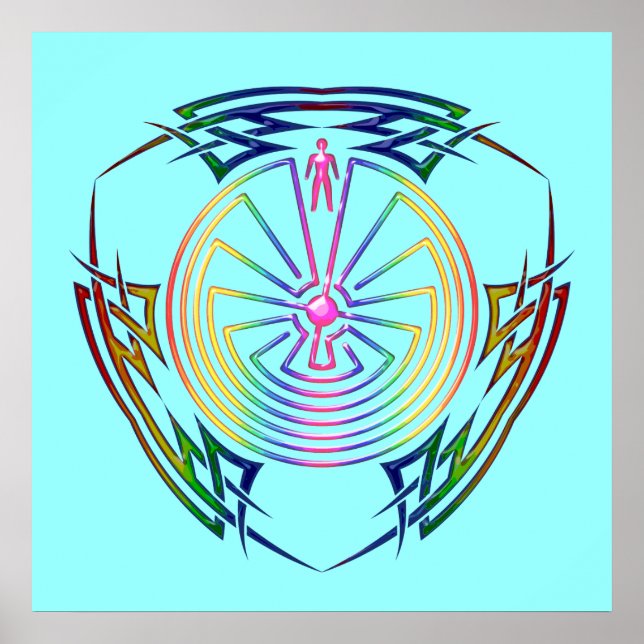 The Man in the Maze - Tribal Tattoo coloured Poster (Front)