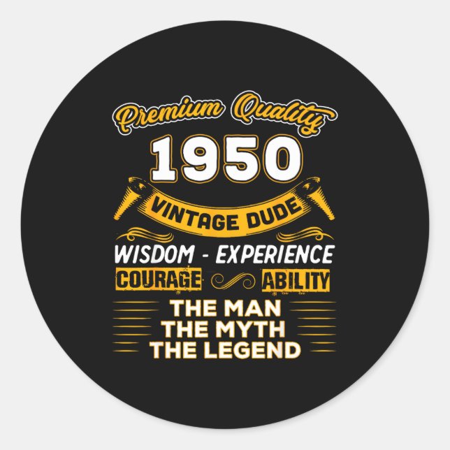 The Man Myth Legend 1950 75th Birthday Gift 75 Yea Classic Round Sticker (Front)
