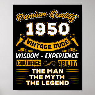The Man Myth Legend 1950 75th Birthday Gift 75 Yea Poster