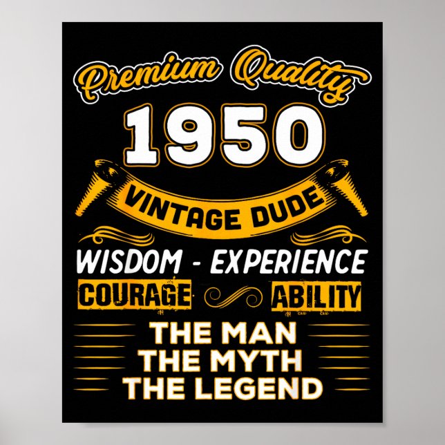 The Man Myth Legend 1950 75th Birthday Gift 75 Yea Poster (Front)