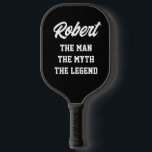 The man myth legend funny custom player name pickleball paddle<br><div class="desc">The man myth legend funny custom player name Pickleball Paddle. Cool personalised Christmas or Birthday gift idea for pickleball lovers. Create unique paddles for athletic player, fan, sports coach, team, dad, friend, husband, boyfriend, coworker, boy, boss, uncle, grandpa etc. Personalise with your own name or cute quote. Professional quality game...</div>
